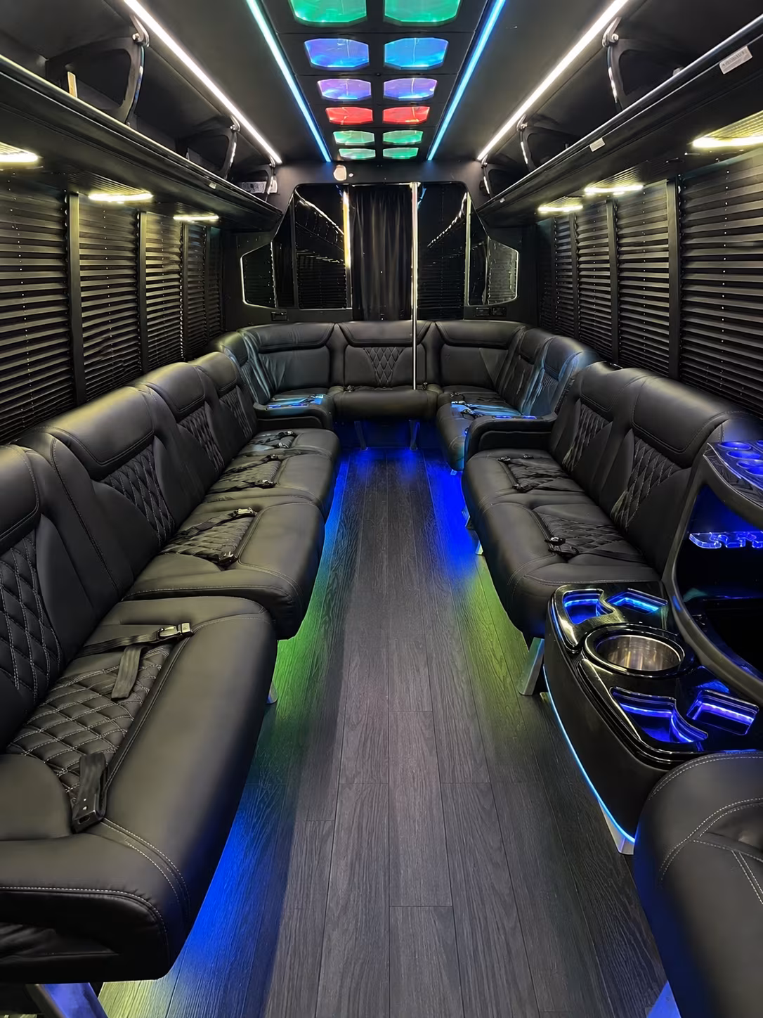 akron 20 passenger party bus interior