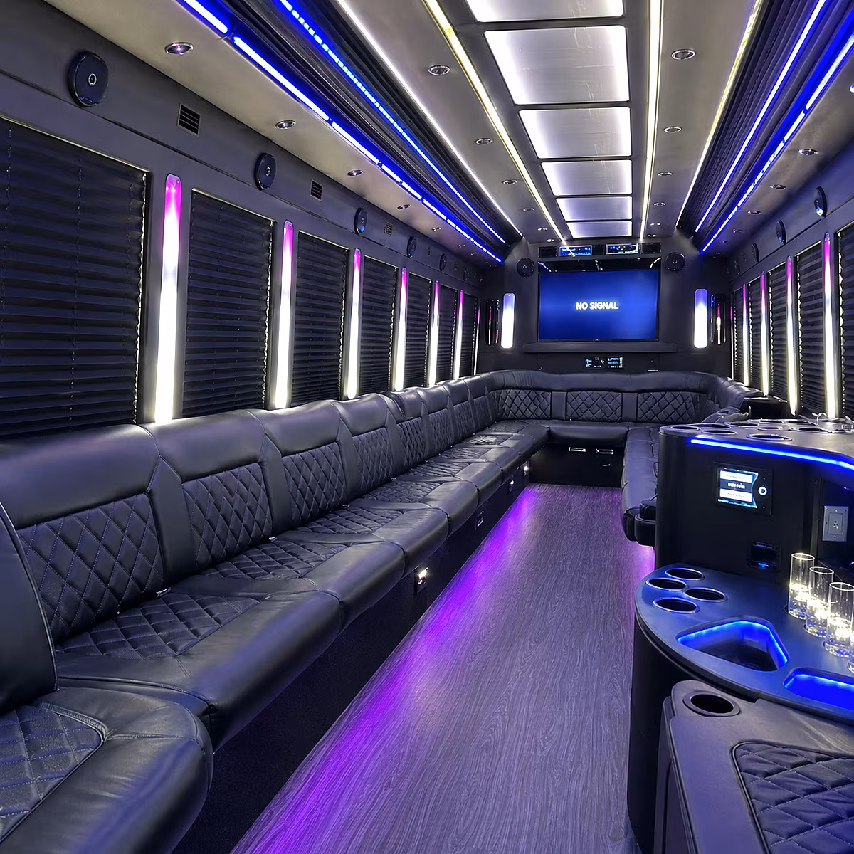 akron 30 passenger party bus inside