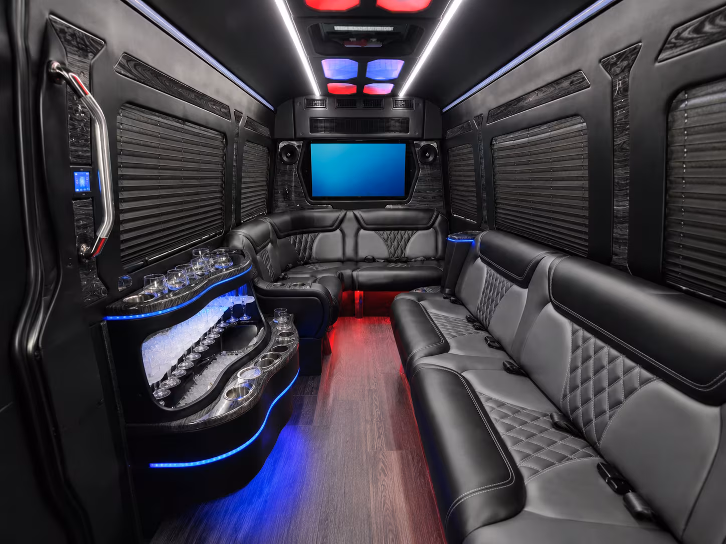 akron 40 passenger party bus inside