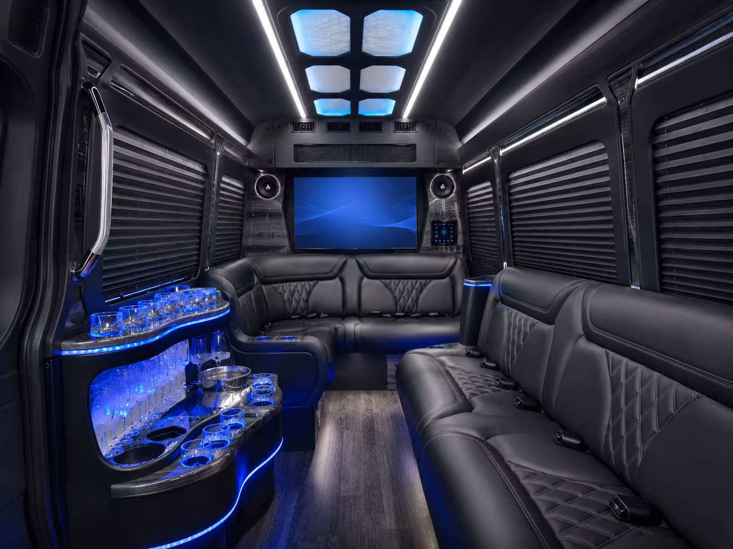akron 40 passenger party bus interior